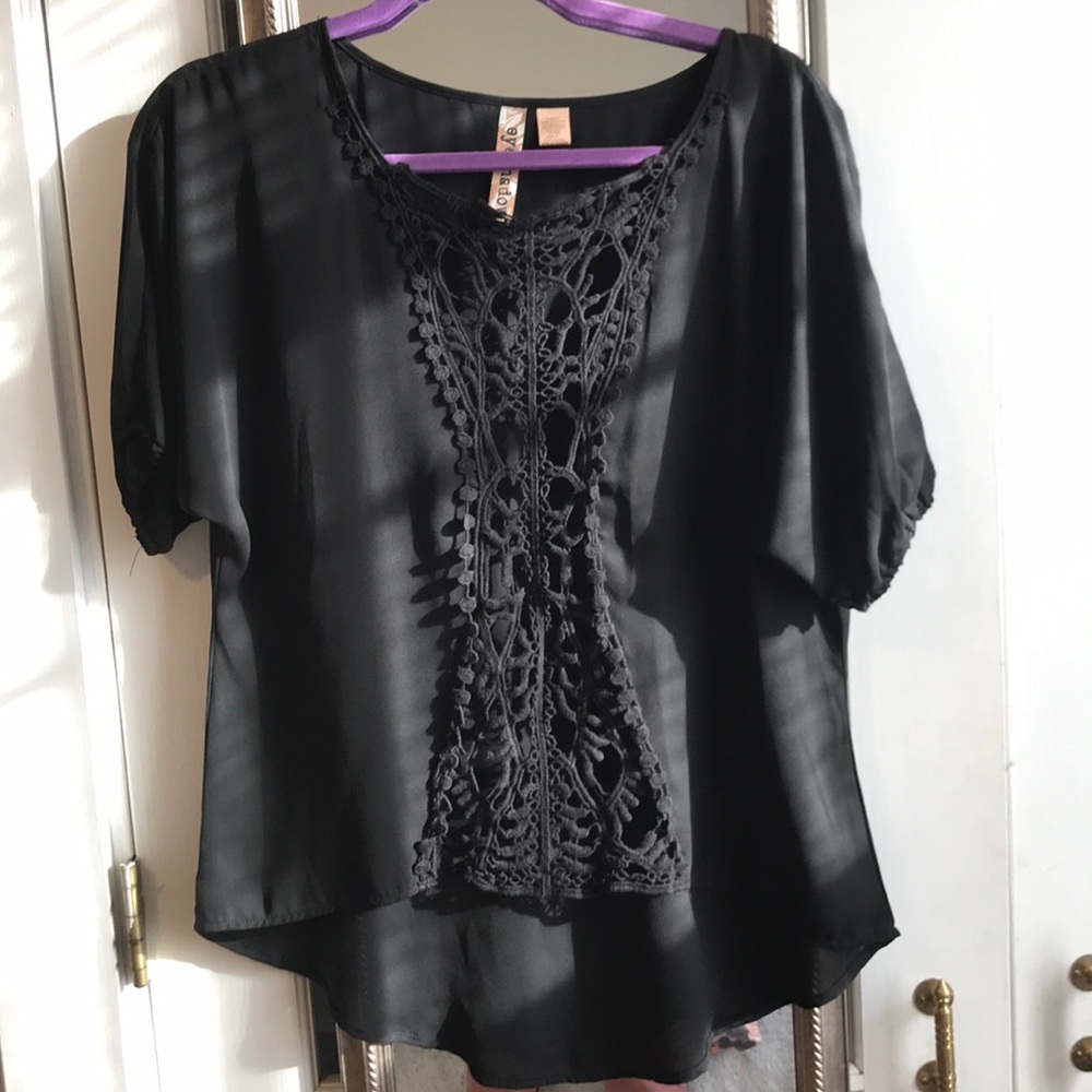 Black cut out blouse